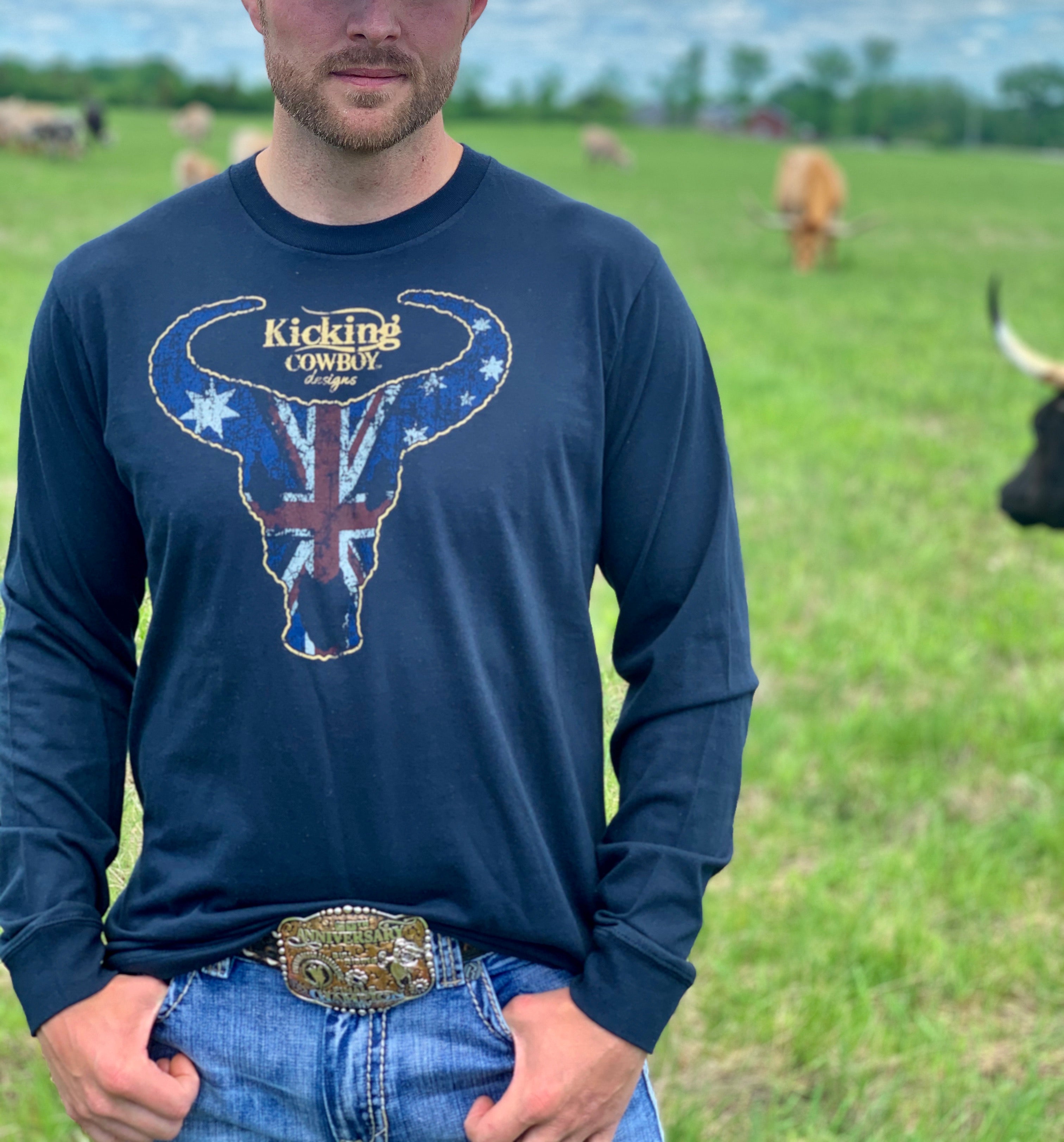 Men’s Navy Long Sleeve Tee - Australia Logo