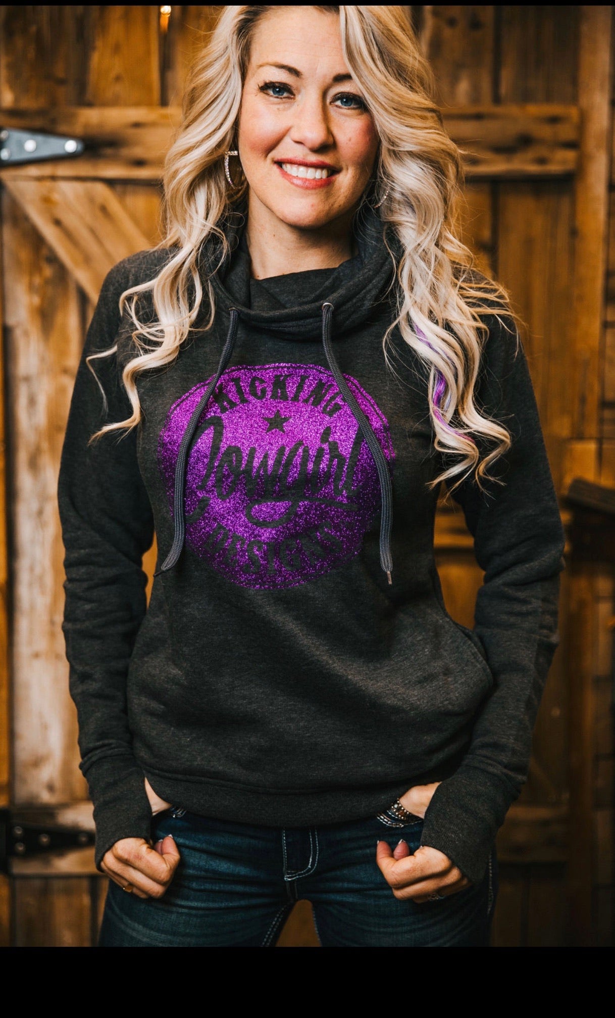 Women’s Dark Grey Funnel Hoodie - Philly Purple