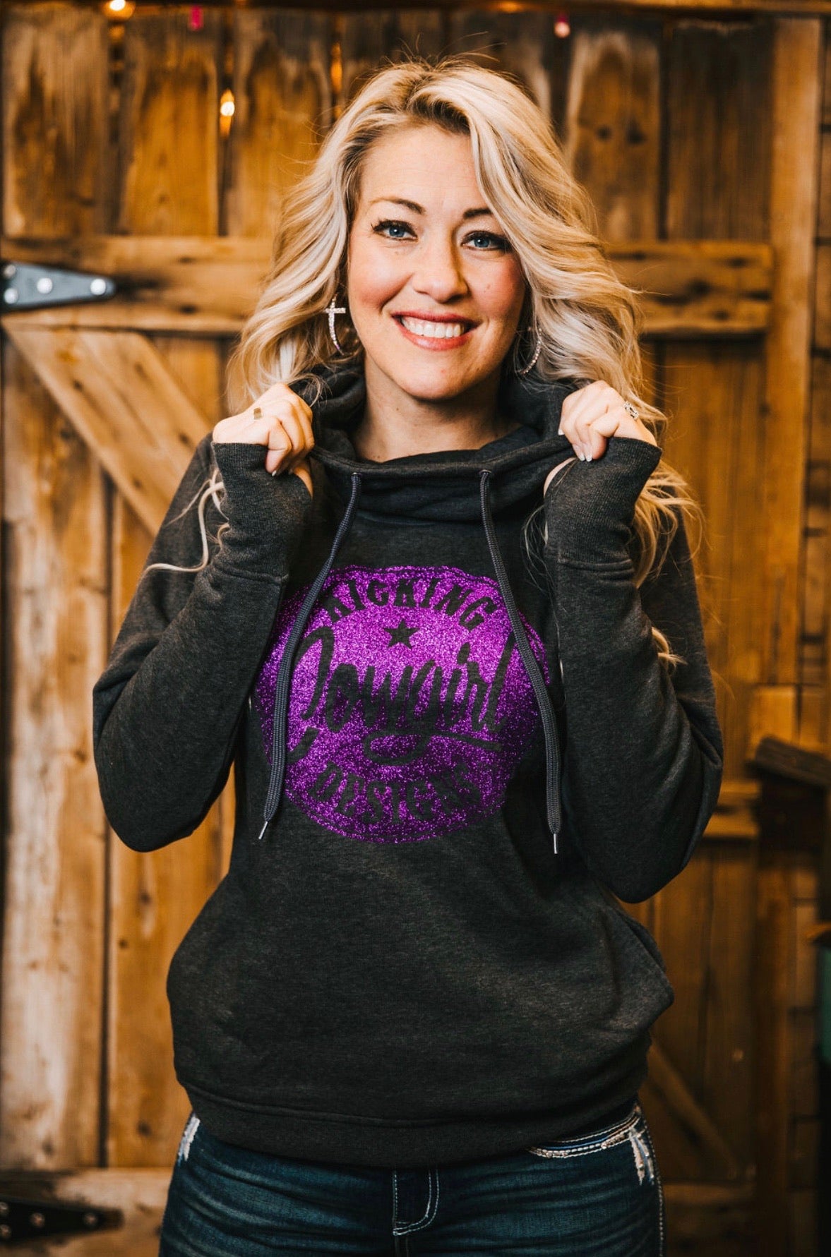 Women’s Dark Grey Funnel Hoodie - Philly Purple