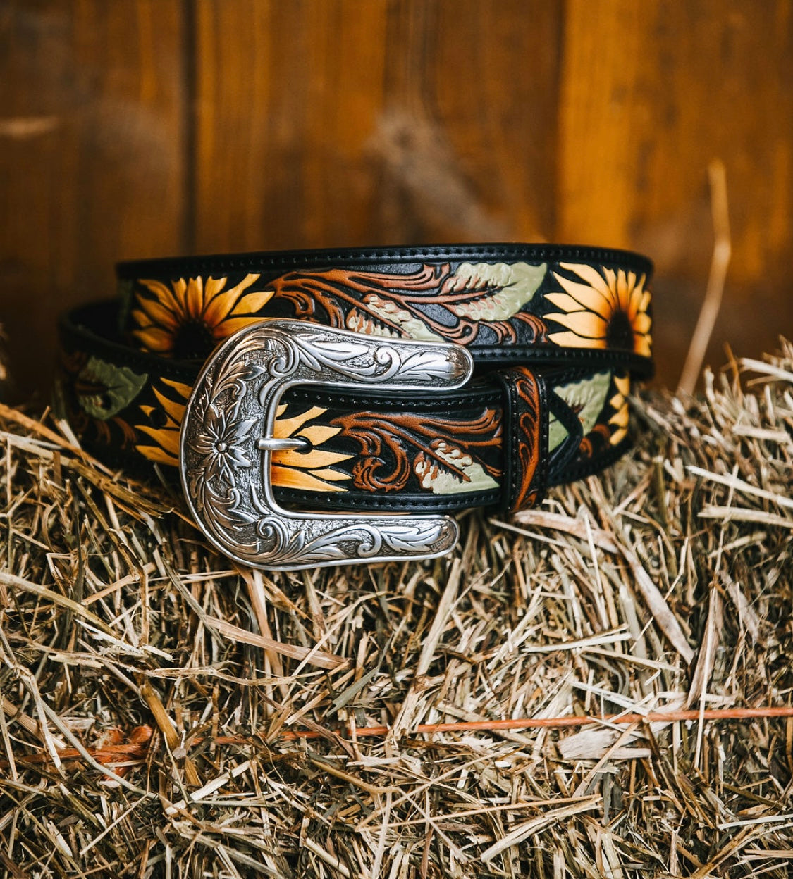 Nocona Sunflower Leather Belt