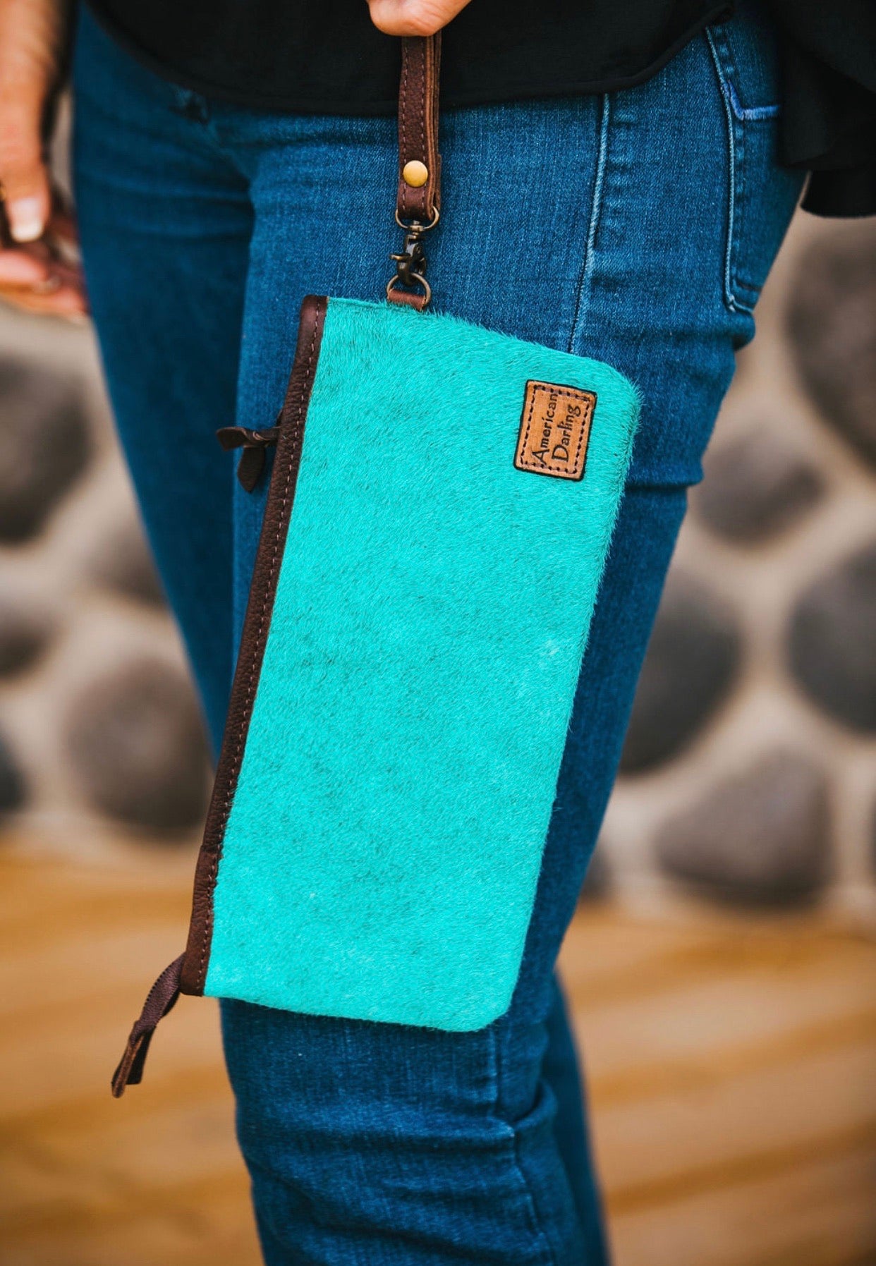 Cowhide Leather Clutch with Wristlet