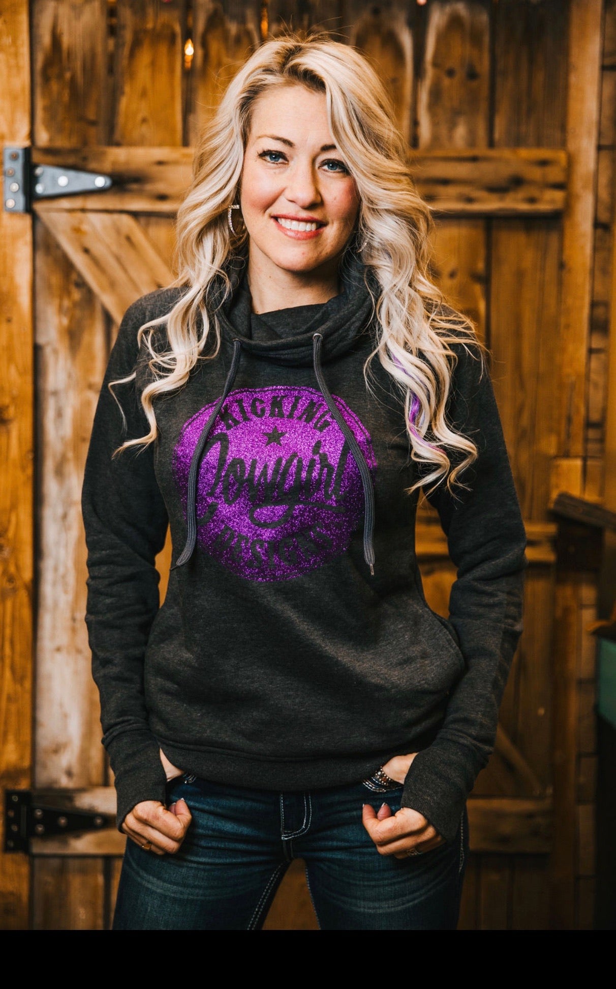 Women’s Dark Grey Funnel Hoodie - Philly Purple