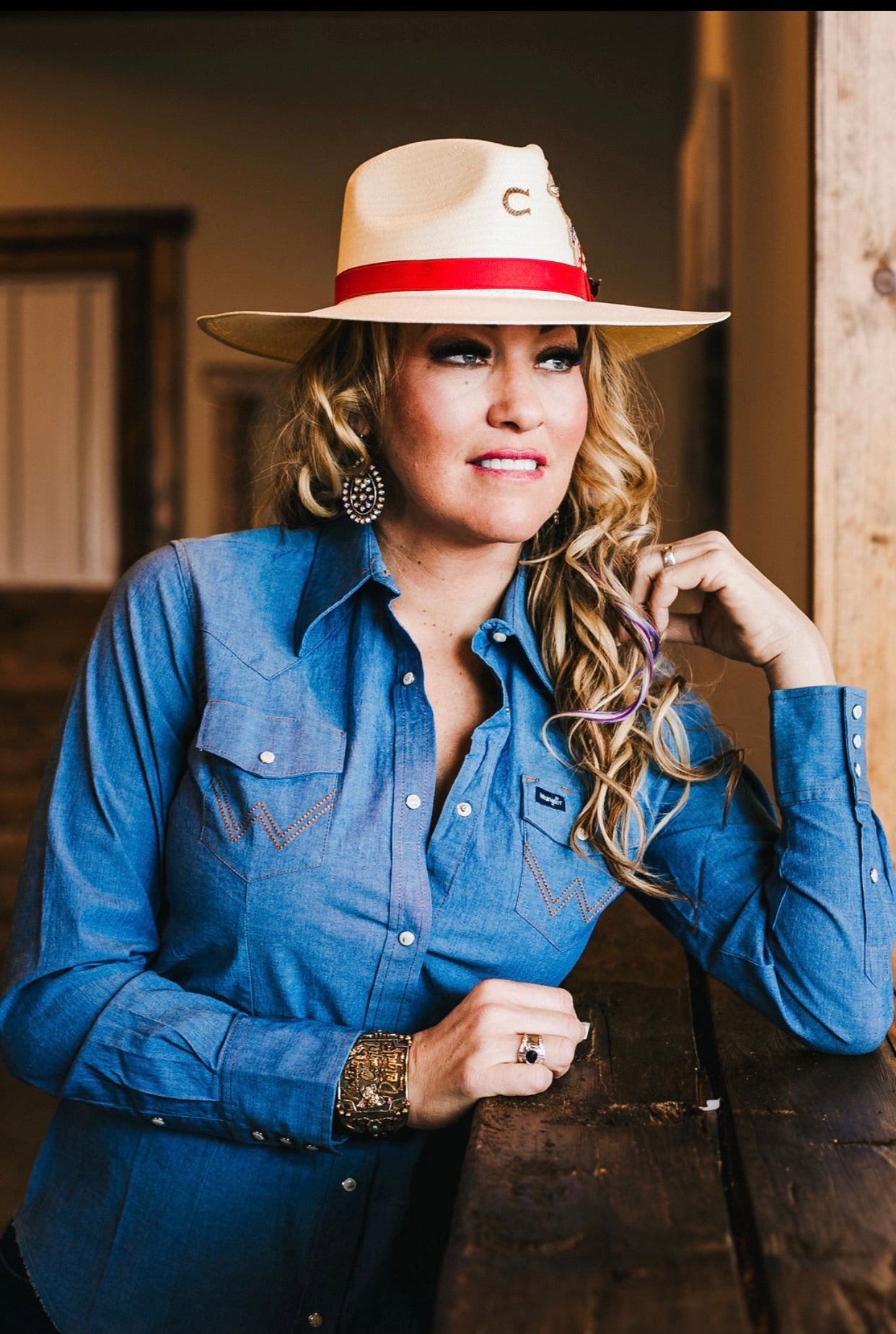 Wrangler Women’s Denim Shirt with Pearl Snaps