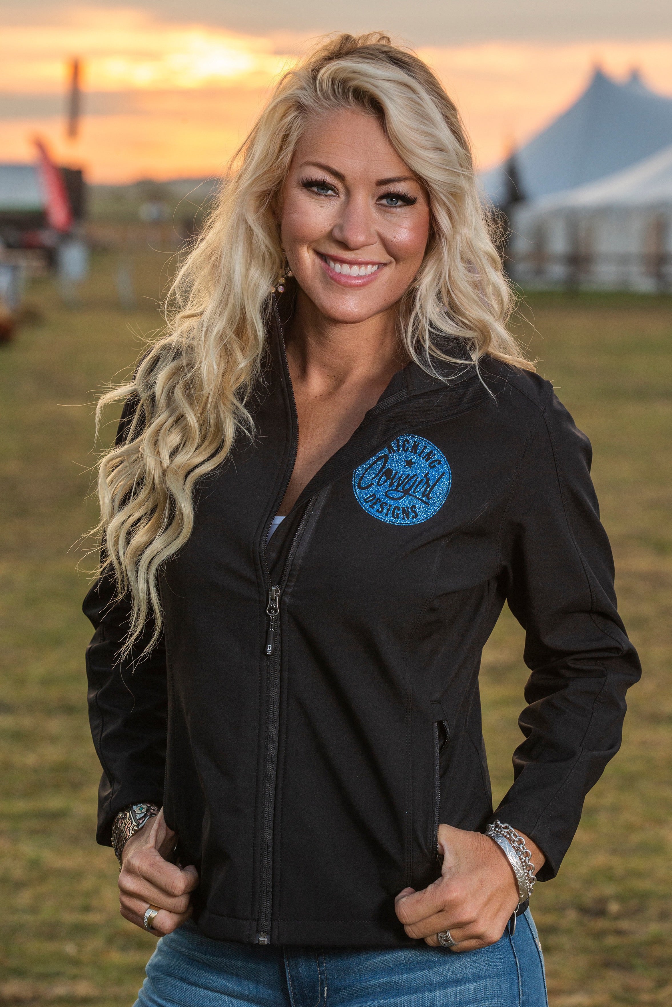 Women’s Black Barn Jacket- Philly Blue Sparkle