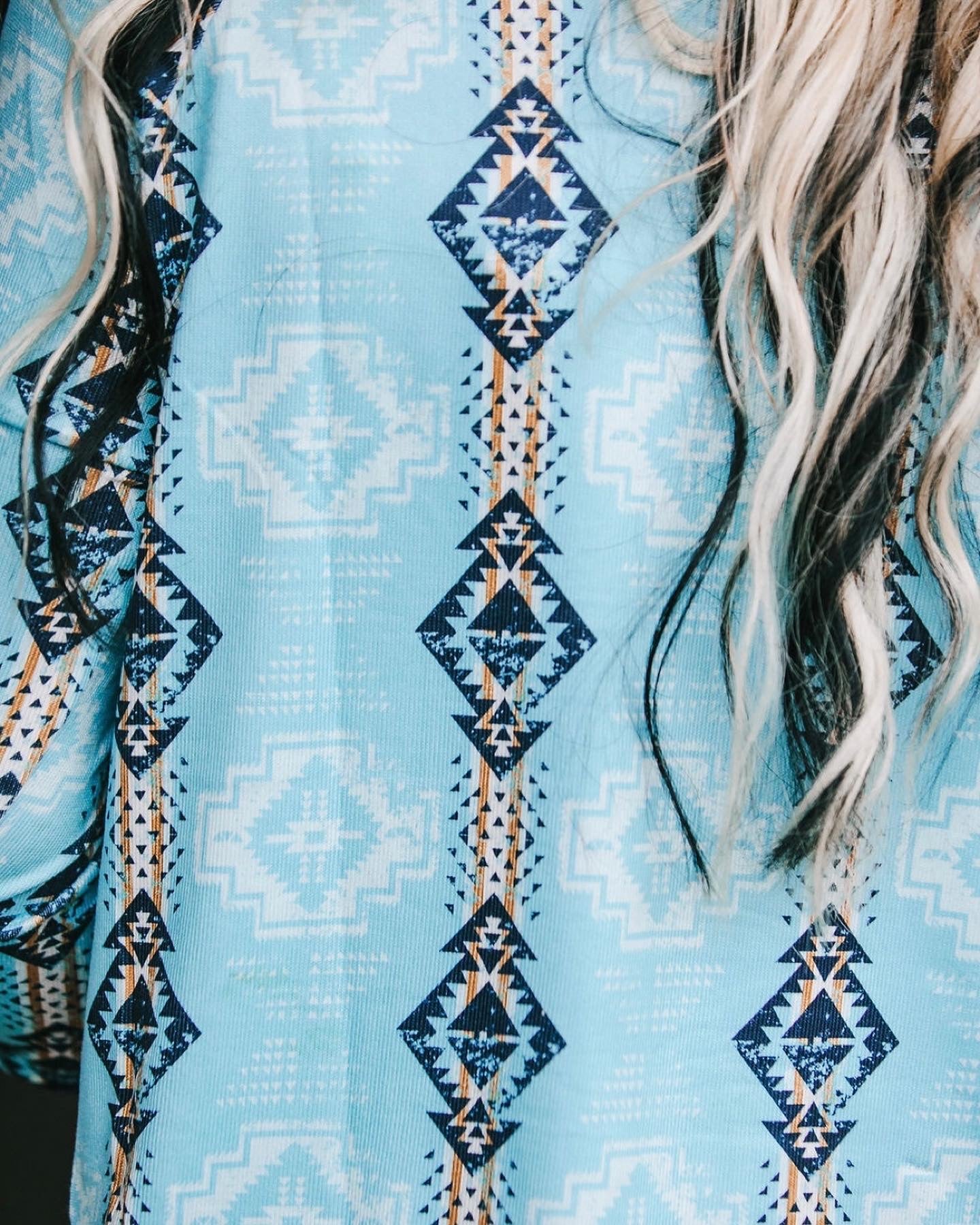 Cruel Girl Blue Aztec Top