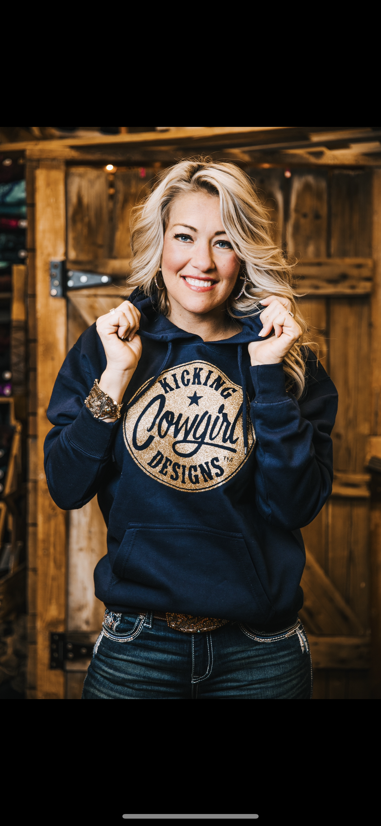 Women's Navy Hoodie - Philly Gold Sparkle