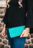 Cowhide Leather Clutch with Wristlet