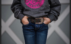 Kids Leather Ariat Belt with bling