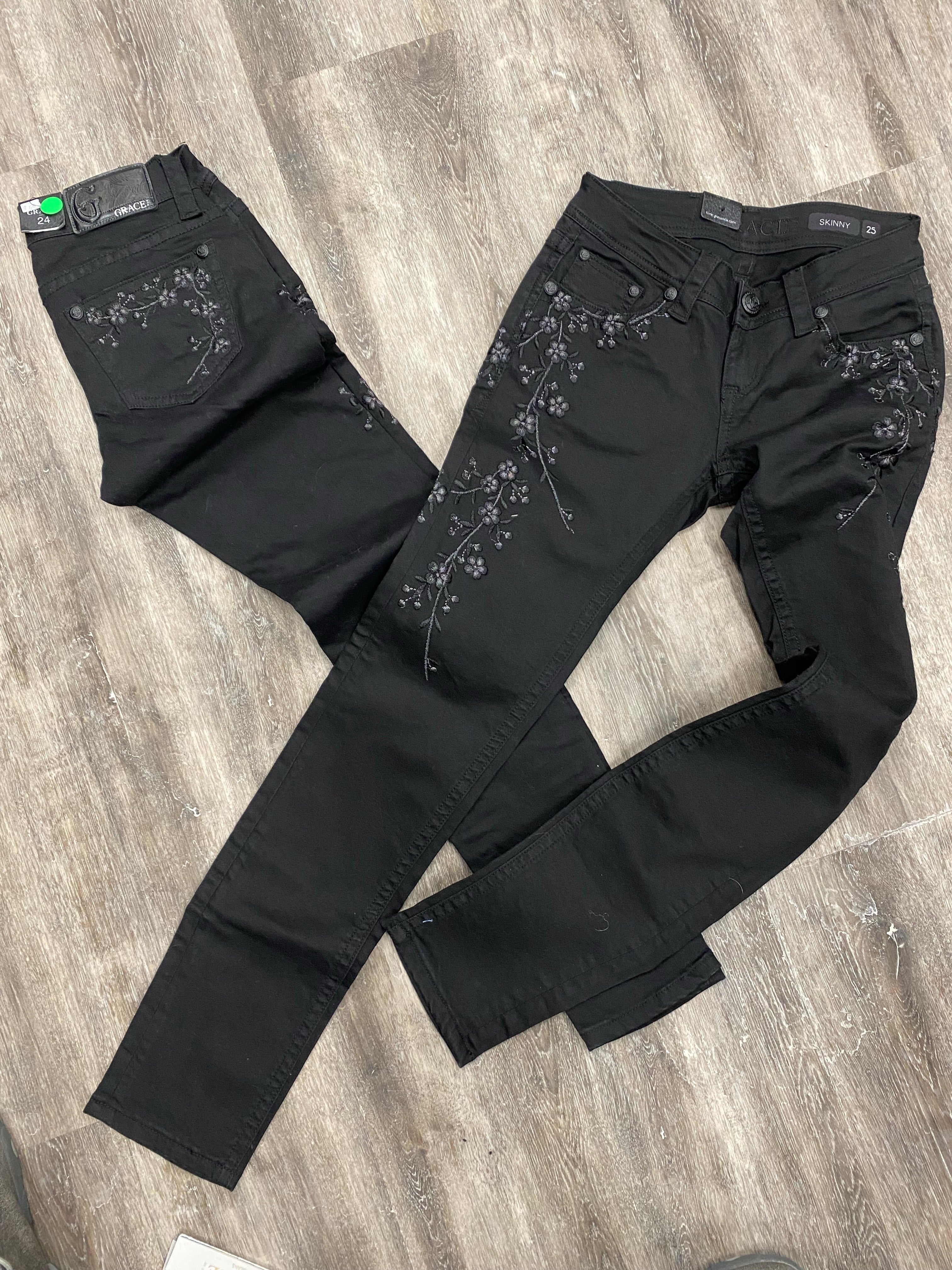 Grace In LA Skinny Black Jeans