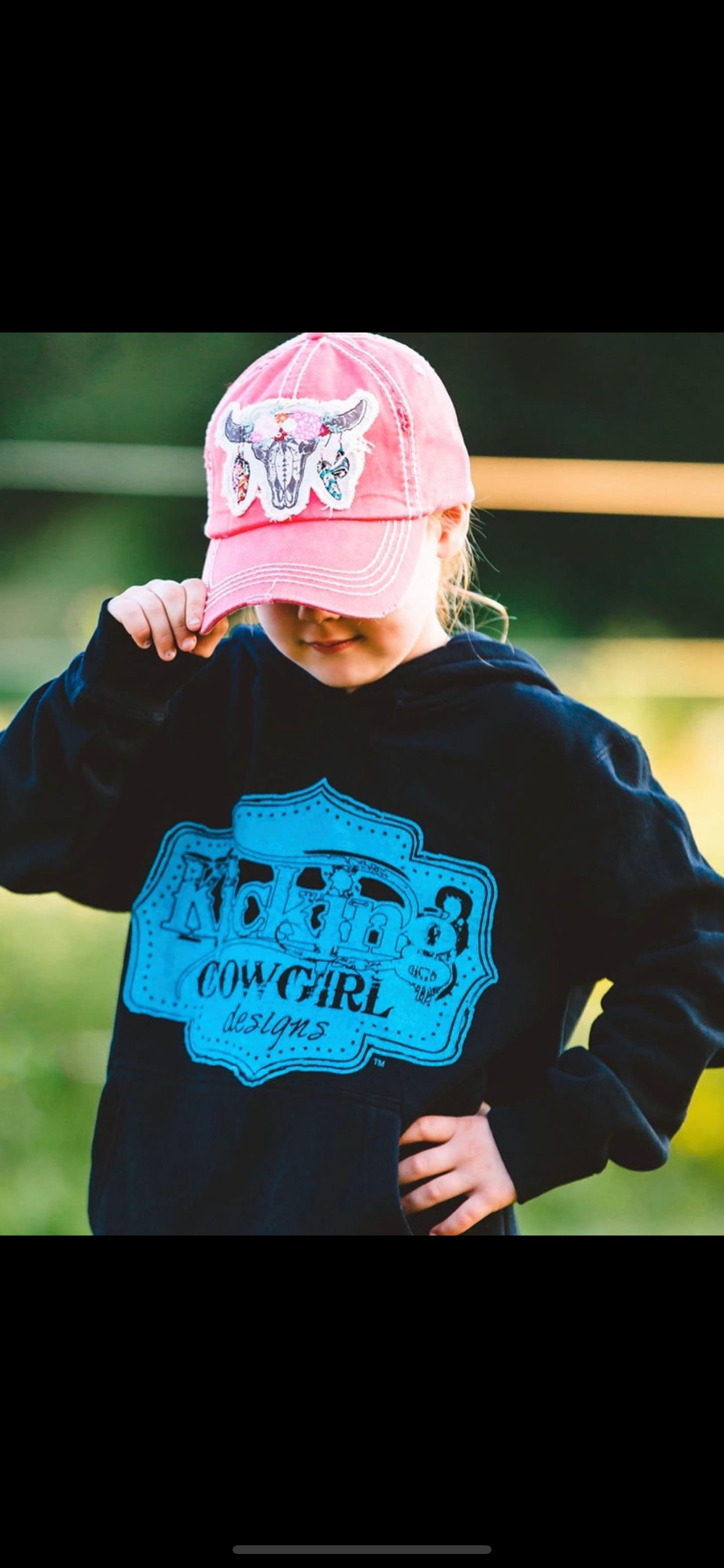 Youth Black Hoodie - Buckle Cowgirl - Turquoise