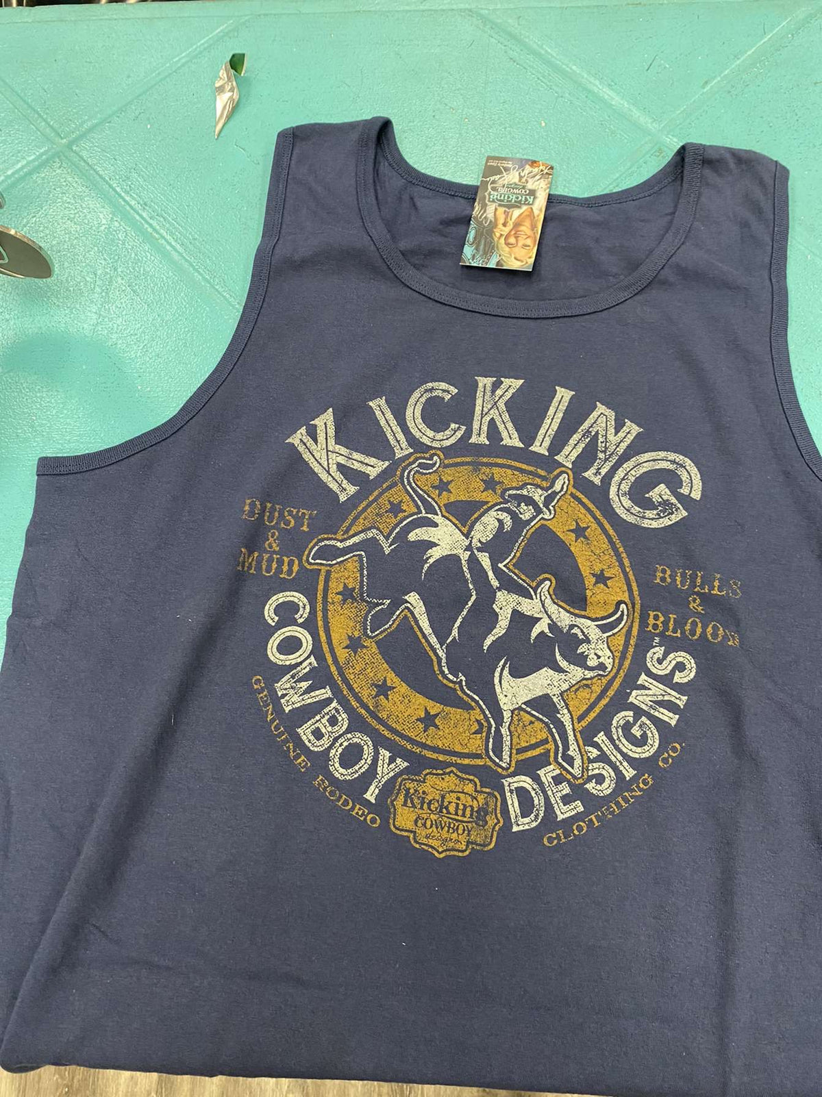 Men’s Navy Muscle Tank-Bull Rider