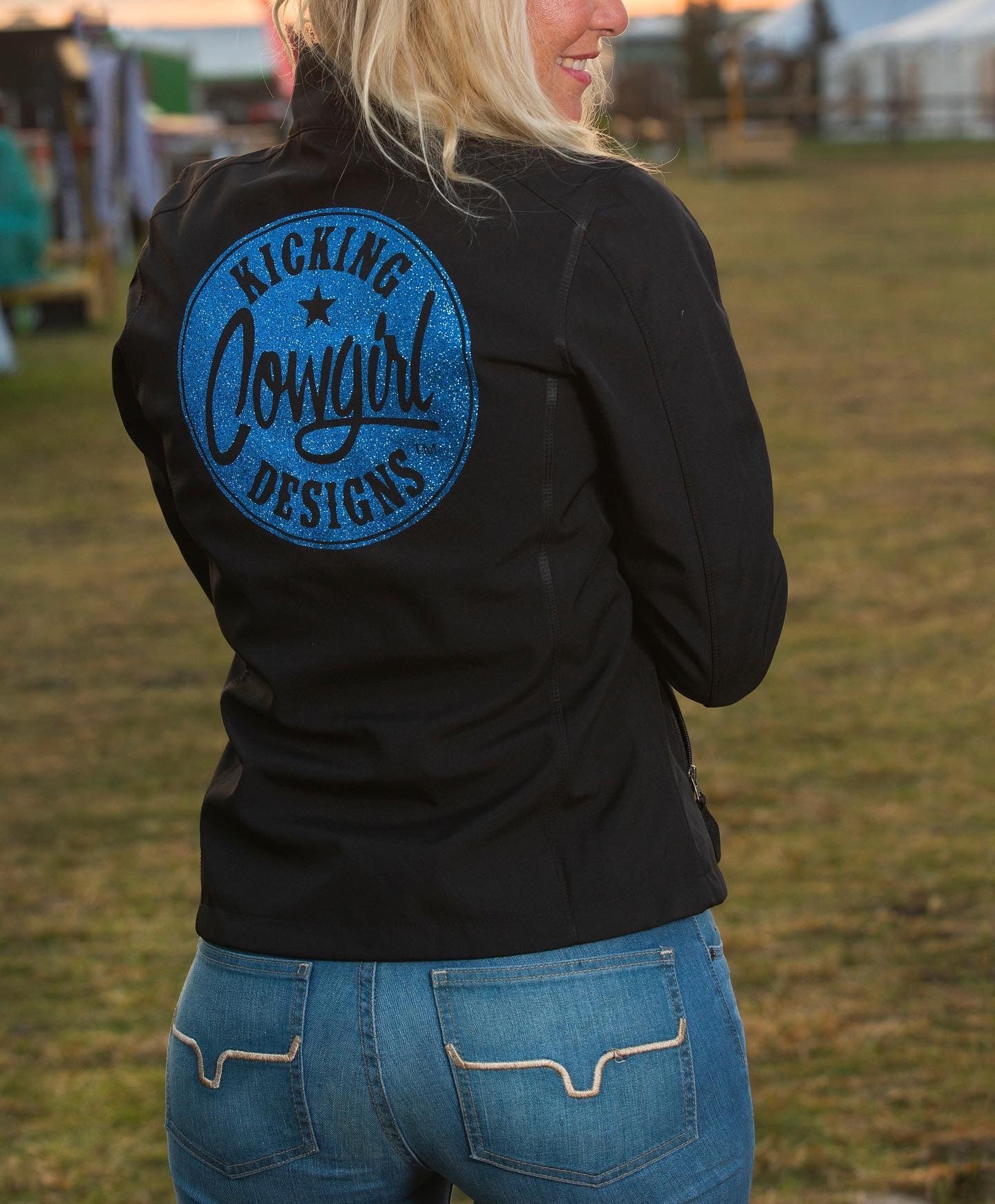 Women’s Black Barn Jacket- Philly Blue Sparkle